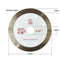 Lame de scie diamantée Changli pour granit, à coupe rapide, longue durée de vie, épaisseur 1,8 mm, pour coupe sèche/humide, disque turbo continu 114 mm, alésage 20 mm, OEM, garantie 3 ans