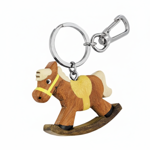 Portachiavi in Legno a Forma di Cavallo a Dondolo, Prodotto Senza Scatola - Product Image 2
