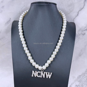 Mode personnalisée collier de perles fines Conseil national des femmes noires cristal lettre NCNW déclaration pendentif à breloque collier dames - Product Image 5