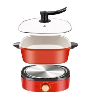 New square detachable electric cooking pot and frying pan