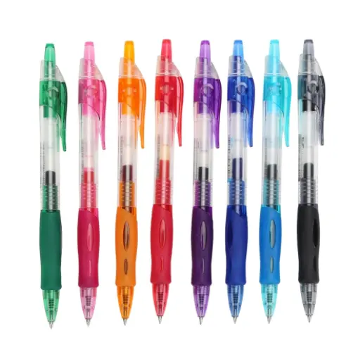 Set hadiah pena Promosi pena Gel dapat ditarik 10 warna dengan pegangan desain klasik