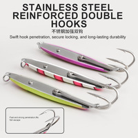 3.5-5 #   Leurre métallique de pêche en mer 23-60g, type cuillère, pour lancer longue distance, avec hameçons doubles renforcés en acier inoxydable