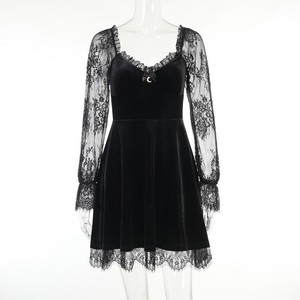 Vestido gótico Punk para <span class=keywords><strong>mujer</strong></span>, vestido negro Retro Grunge en capas con cordones, ropa gótica Lolita, disfraz <span class=keywords><strong>de</strong></span> Halloween, Vampire, graduación - Product Image 6