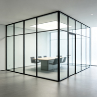 Système de cloison en verre démontable avec cadre en aluminium, double vitrage, mur modulaire pour salle de conférence, panneau mural de faible hauteur