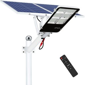 Lampadaire solaire LED IP65 5000K lumière du jour, montage mural, télécommande, cellule solaire Poly-Si, certifié CE, garantie 10 ans, 144 faisceaux - Product Image 1