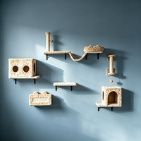 Ensemble de meubles muraux pour chat, poteaux en sisal multi-niveaux, condo et perchoir en peluche, aire de jeux pour chat d'intérieur