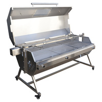 Rôtissoire à Gaz Tournante avec Gril à Capuche - Style Propane Charbon Santa Maria pour l'Agneau et le Cochon Rôtis, Barbecue Industriel