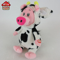 Jouet en peluche cochon avec manteau de vache, cochon, 30 cm, jouet doux, danse et chant