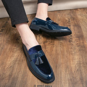 Zapatos de cuero de gamuza para <span class=keywords><strong>hombre</strong></span>, vestido informal, Oxfords para <span class=keywords><strong>mocasines</strong></span> de terciopelo con punta en pico, borla para <span class=keywords><strong>hombre</strong></span> - Product Image 5