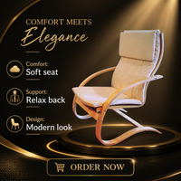 Chaise de relaxation moderne en bois courbé 2025 – Qualité supérieure, durable, avec structure en bois pour salon, chambre et bureau