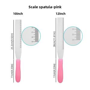 Raspador grueso de acero inoxidable para pasteles con mango de plástico y madera, espátula recta para hornear crema, utensilios de cocina para hornear - Product Image 6