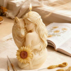 Molde de silicona UNIMOUND para velas aromáticas de niña lobo, hecho a mano, apto para lavavajillas, adornos DIY al por mayor, hecho en China - Product Image 2