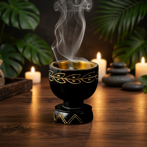 Quemador de Incienso de Madera con Diseño Tallado en Hoja de Oro, Soporte para Aromaterapia, Uso Terapéutico, Difusor Decorativo para Todas las Estaciones, Decoración del Hogar - Product Image 1