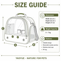 Sac de transport pour oiseaux YAOYUE Premium, cage de voyage en Oxford avec fenêtre transparente et plateau en acier inoxydable, pliable, 33x23x27cm
