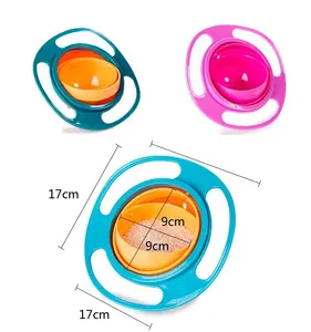 UFO design baby bowl pp detachable easy carrying and cleaning cute feeding products 360 Spill Resistant Gyro Bowl with Lid