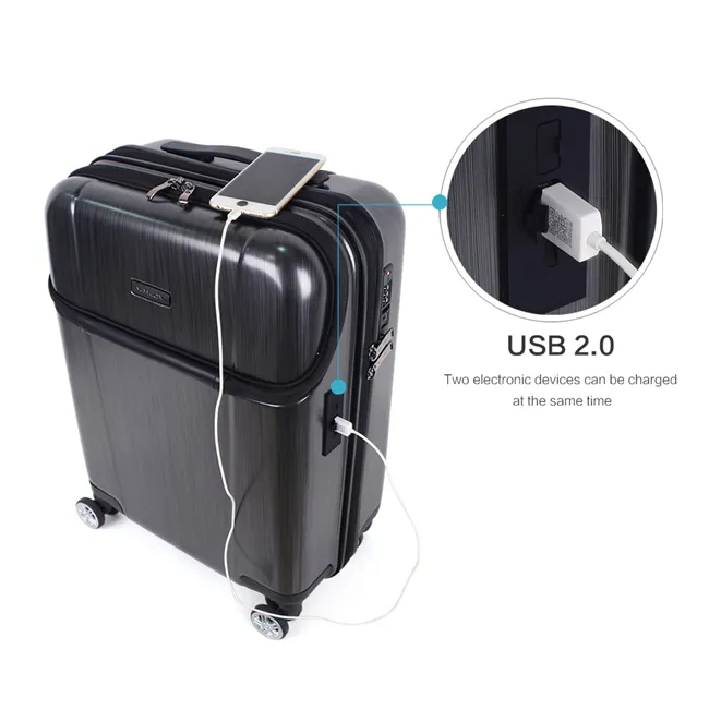 travel luggage bag hard case smart suitcase usb suitcase gift box aluminium suitcase with trolley