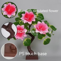 Lampu Pohon Magnolia Spiral Pink Buatan, Bertenaga Baterai & USB, 45cm, Lampu Meja Dekorasi Suasana Rumah Kamar Tidur untuk Liburan