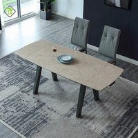Table à manger rectangulaire en ardoise avec chaises, design moderne, piétement métallique – Vente en gros