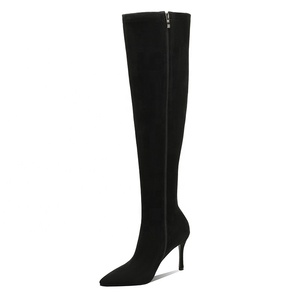 Moncheer Dames Stretch Suède Stiletto Overknee Ultra Slim Puntige Teen Dijhoge Laarzen Ritssluiting Hoogteverhogend - Product Image 3