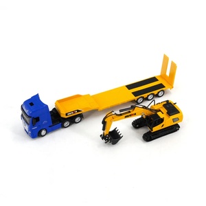 Modèle de construction Huina 1729, camion plateau statique en alliage métallique moulé sous pression à l'échelle 1/50 avec excavatrice - Product Image 4