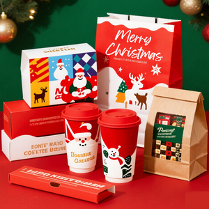 Boîte de papier pour burger de poulet frit à emporter sur le thème de Noël imprimé personnalisé boîte d'emballage alimentaire pour snack de rue frites de pomme de terre de <span class=keywords><strong>poisson</strong></span> - Product Image 5