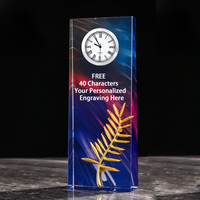 Trophées en verre Noble Awards avec gravure personnalisée pour les remises de diplômes et les cadeaux de salons professionnels, horloges de table durables et polies