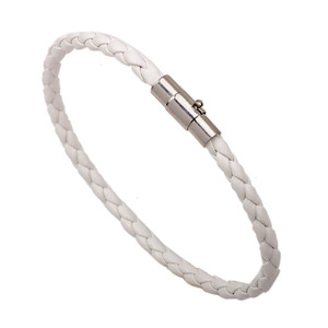 Bracelet en cuir tressé de 4 mm d'épaisseur avec boucle magnétique, bijou unisexe, cadeau - Product Image 5
