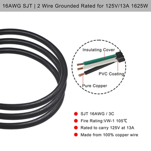 16AWG 13A มาตรฐานเรา15A 14AWG NEMA 5-15P ถึง Double NEMA 5-15P Y Splitter สายไฟ AC พร้อมสวิตช์เปิด/ปิด - Product Image 5