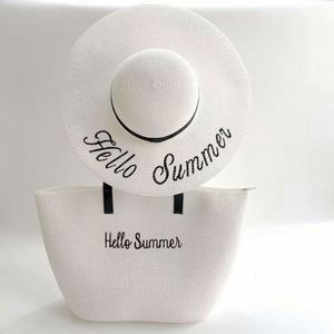 Wholesale Women Summer Vacation Beach <b>Bag</b> With <b>Hat</b> Fashion Sombreros De Paja Ladies Embroidery Floppy Straw <b>Hats</b> and <b>Bag</b> Set - Product Image 3