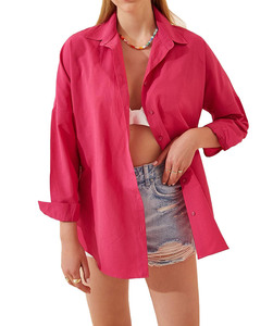Camicie a maniche lunghe da <span class=keywords><strong>donna</strong></span> camicette abbottonate in tinta unita vestibilità Casual - Product Image 3