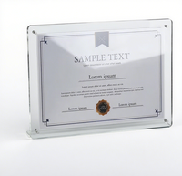 Cadre photo transparent en acrylique, support de table en cristal pour certificat ou reconnaissance, découpe personnalisée, cadre en acrylique à fixation magnétique