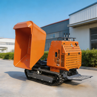 Dumper chenillé robuste de 1200 kg avec benne hydraulique de levage, camion benne sur chenilles auto-chargeur de 1 tonne à moteur essence pour le bâtiment