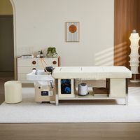 Table de massage thaïlandaise multifonctionnelle beige 2026 pour salon de coiffure, avec bol en céramique pour thérapie, moxibustion, spa capillaire et lit de shampoing