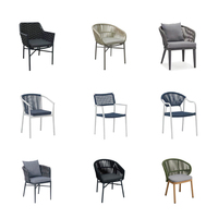 Chaises en corde d'extérieur de haute qualité, meubles d'extérieur, chaises de jardin tissées avec coussin, ensembles de meubles pour terrasse, hôtel, restaurant