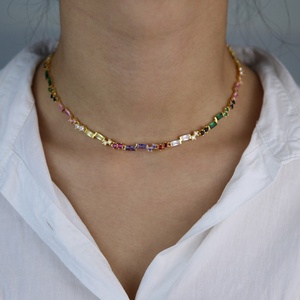 Collier ras de cou rectangulaire en CZ arc-en-ciel, nouveau pour l'été <span class=keywords><strong>2022</strong></span>, pour femmes - Product Image 5