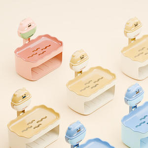 Jabonera de Dibujos Animados con Diseño de Arriba y Abajo, de Plástico Rosa, para Montar en la Pared, con Drenaje Automático y Organizador de Baño con Esponja - Product Image 5