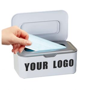 Porta pañuelos faciales promocional, caja de almacenamiento de plástico con tapa, caja de pañuelos para coche con logotipo personalizado - Product Image 1