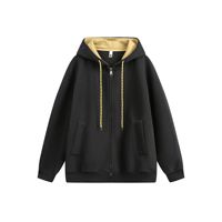 Sweat à capuche zippé personnalisé en coton de pêche de qualité supérieure, avec logo numérique mignon en métal, en laine mérinos 100% poly, en quart de pièce, de la marque Black Ltd.