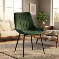 Chaise de salle à manger en tissu velours de luxe, pieds en métal gris canon, style design européen pour usage domestique