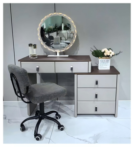 Table de maquillage moderne avec miroir éclairé et tiroirs de rangement pour meubles de chambre - Product Image 1