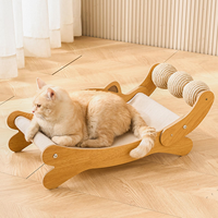 Hamac à cadre d'escalade en bois pour chat avec jouets en boule de sisal solide et durable adapté à tous les types de chats qui jouent et se détendent à l'intérieur
