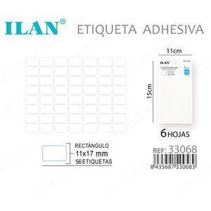 Etichette Adesive ILAN 11x17mm Rettangolari, 56 Etichette per Foglio, 6 Fogli, Etichette per Indumenti - Product Image 3