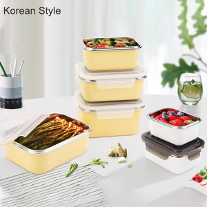 Contenedores de alimentos coreanos, fiambrera de acero inoxidable apta para microondas, caja de aislamiento térmico Bento, caja <span class=keywords><strong>Tiffin</strong></span> aislada a prueba de fugas - Product Image 6