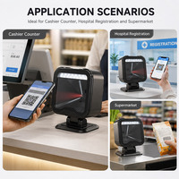 Escáner de Código de Barras de Escritorio YUANAIDC 1D 2D, Lector de Códigos QR con Cable USB, Escáner Omnidireccional de Manos Libres para Punto de Venta de Supermercado