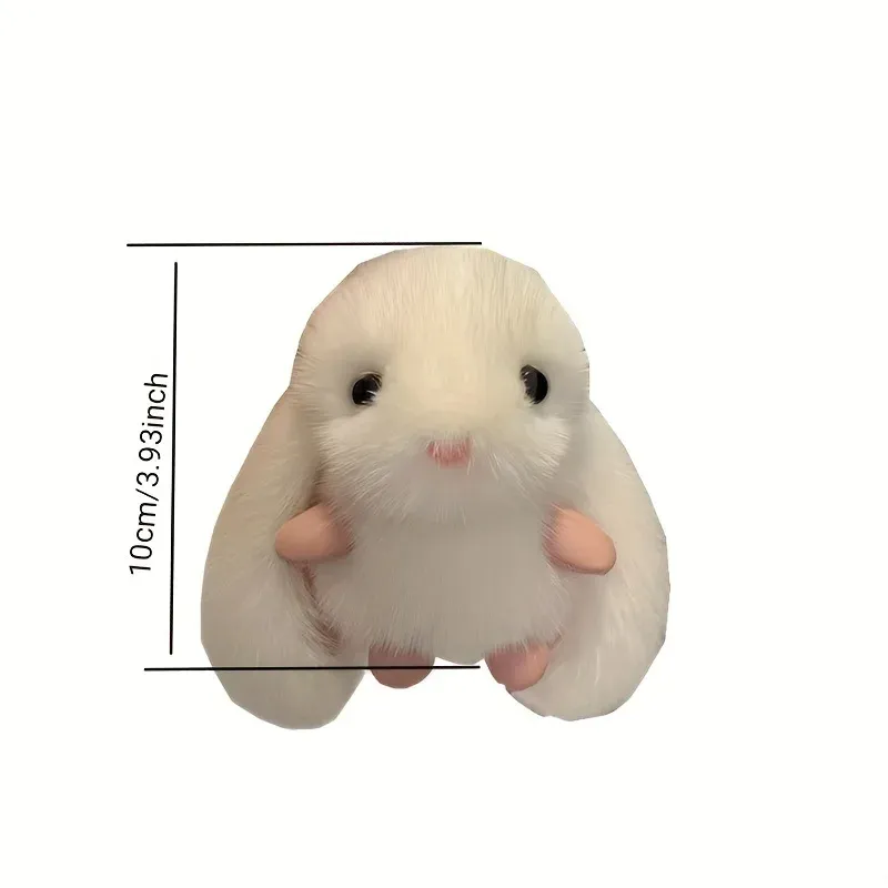 Bunny Stuffed Animal Plush Toy Rabbit Fur Keychain Fluffy Soft Chain Gift