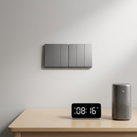 SMTLAP 4GANG Panneau en verre PC blanc/gris Bouton poussoir Smart Life pour Wi-Fi/Zigbee Interrupteur intelligent bidirectionnel Lumière LED colorée Google