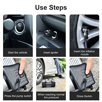 Pompe à air pour pneus de véhicule, kit d'urgence pour voiture robuste, compresseur d'air pour voiture à double cylindre, pompe à air pour pneus, gonfleur d'air automatique