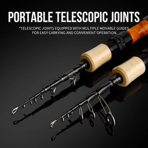 Canne à pêche télescopique en carbone ultra-souple, six sections, portable, longueur réduite de 37 cm, guides Fuji, pour la pêche à la ligne en ruisseau sauvage - Product Image 2