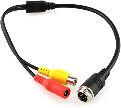 GX16 Connector 4 Pin Aviation Power Cable to RCA and DC Adapter for Car Backup Camera System