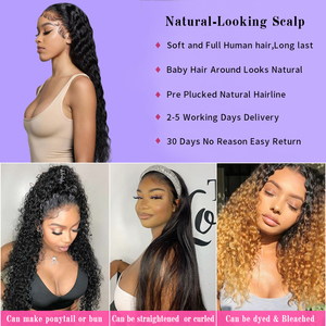 Cheveux humains malaisiens vierges naturels 200 densité vague lâche HD dentelle avant perruque personnalisée avec fermeture HD délié naturel - Product Image 4